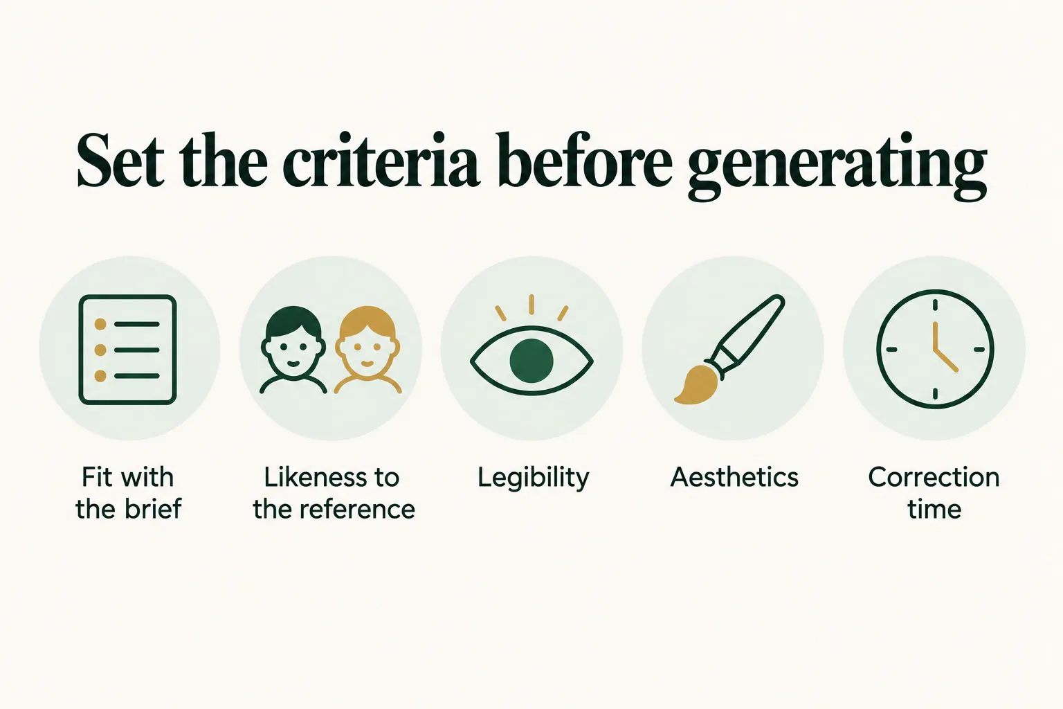 Infographic: five criteria for assessing an image, set before generating